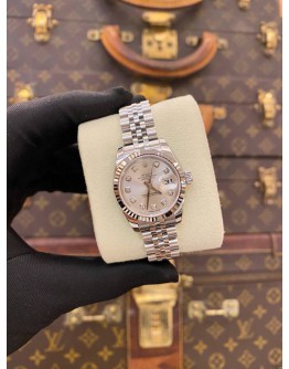 (UNUSED) 2013 ROLEX LADY DATEJUST DIAMOND JUBILEE REF 179174 SILVER DIAL 26MM AUTOMATIC WATCH -FULL SET-