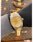 ROLEX DATEJUST 36 HALF 18K 750 YELLOW GOLD JUBILEE REF 16013 GOLD CHAMPAGNE LINEN DIAL 36MM AUTOMATIC WATCH