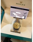 ROLEX DATEJUST 36 HALF 18K 750 YELLOW GOLD JUBILEE REF 16013 GOLD CHAMPAGNE LINEN DIAL 36MM AUTOMATIC WATCH