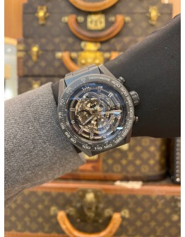 2019 TAG HEUER CARRERA CALIBRE HEUER 01 CHRONOGRAPH BLACK CERAMIC REF CAR2A91 SKELETON DIAL 45MM AUTOMATIC WATCH -FULL SET-