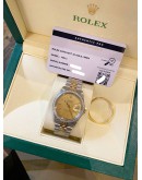 ROLEX DATEJUST 36 HALF 18K 750 YELLOW GOLD DIAMOND BEZEL JUBILEE REF 16013 GOLD CHAMPAGNE LINEN DIAL 36MM AUTOMATIC WATCH