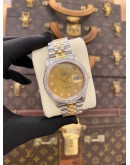 ROLEX DATEJUST 36 HALF 18K 750 YELLOW GOLD DIAMOND JUBILEE REF 16233 GOLD CHAMPAGNE DIAMOND DIAL 36MM AUTOMATIC WATCH