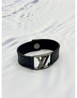 LOUIS VUITTON HOCKENHEIM BRACELET IN BLACK MONOGRAM ECLIPSE CANVAS WITH CALFSKIN LEATHER