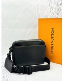 (LIKE NEW) MICROCHIP LOUIS VUITTON TRIO MESSENGER BAG IN BLACK MONOGRAM SHADOW CALFSKIN LEATHER -FULL SET-