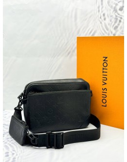 (LIKE NEW) MICROCHIP LOUIS VUITTON TRIO MESSENGER BAG IN BLACK MONOGRAM SHADOW CALFSKIN LEATHER -FULL SET-