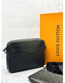 (LIKE NEW) MICROCHIP LOUIS VUITTON TRIO MESSENGER BAG IN BLACK MONOGRAM SHADOW CALFSKIN LEATHER -FULL SET-