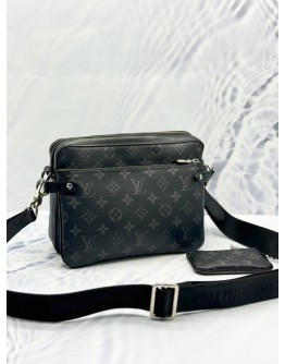(LIKE NEW) LOUIS VUITTON TRIO MESSENGER BAG IN BLACK MONOGRAM ECLIPSE CANVAS WITH CALFSKIN LEATHER
