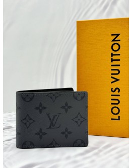 (UNUSED) LOUIS VUITTON SLENDER WALLET IN GREY MONOGRAM ECLIPSE CANVAS WITH BLACK GRAINED CALFSKIN LEATHER