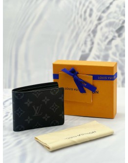 (LIKE NEW) MICROCHIP LOUIS VUITTON MULTIPLE WALLET IN BLACK MONOGRAM ECLIPSE CANVAS WITH COWHIDE LEATHER -FULL SET- 