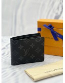(LIKE NEW) MICROCHIP LOUIS VUITTON MULTIPLE WALLET IN BLACK MONOGRAM ECLIPSE CANVAS WITH COWHIDE LEATHER -FULL SET- 