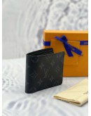 (LIKE NEW) MICROCHIP LOUIS VUITTON MULTIPLE WALLET IN BLACK MONOGRAM ECLIPSE CANVAS WITH COWHIDE LEATHER -FULL SET- 
