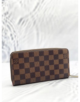 LOUIS VUITTON CHRISTMAS ANIMATION COLLECTION ZIPPY WALLET IN BROWN DAMIER EBENE CANVAS