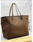 LOUIS VUITTON NEVERFULL GM SHOULDER BAG IN BROWN DAMIER EBENE CANVAS WITH CALFSKIN LEATHER