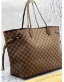 LOUIS VUITTON NEVERFULL GM SHOULDER BAG IN BROWN DAMIER EBENE CANVAS WITH CALFSKIN LEATHER