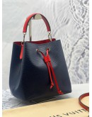 (LIKE NEW) LOUIS VUITTON NEONOE MM SHOULDER BAG IN BLUE EPI LEATHER WITH RED CALFSKIN LEATHER