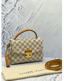 (LIKE NEW) LOUIS VUITTON CROISETTE TOP HANDLE AND CROSSBODY BAG IN WHITE DAMIER AZUR CANVAS