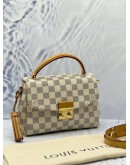 (LIKE NEW) LOUIS VUITTON CROISETTE TOP HANDLE AND CROSSBODY BAG IN WHITE DAMIER AZUR CANVAS