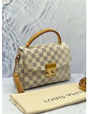 (LIKE NEW) LOUIS VUITTON CROISETTE TOP HANDLE AND CROSSBODY BAG IN WHITE DAMIER AZUR CANVAS
