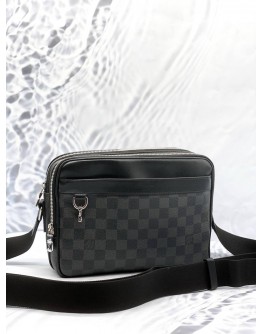 LOUIS VUITTON TROCADERO PM MESSENGER BAG IN BLACK DAMIER GRAPHITE CANVAS WITH CALFSKIN LEATHER