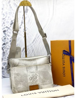(LIKE NEW) LOUIS VUITTON TRIO MESSENGER BAG IN STONE GREY DAMIER SALT CANVAS -FULL SET-