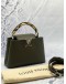 (LIKE NEW) LOUIS VUITTON CAPUCINES BB TOP HANDLE BAG IN OLIVE GREEN TAURILLON WITH PYTHON LEATHER 