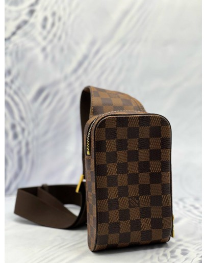 (LIKE NEW) LOUIS VUITTON GERONIMO CROSSBODY BAG IN BROWN DAMIER EBENE CANVAS 