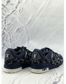(LIKE NEW) LOUIS VUITTON TRAINER SNEAKERS SIZE 8 IN BLUE WITH WHITE MONOGRAM TUFFETAGE DENIM 