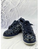 (LIKE NEW) LOUIS VUITTON TRAINER SNEAKERS SIZE 8 IN BLUE WITH WHITE MONOGRAM TUFFETAGE DENIM 