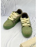 LOUIS VUITTON TYLER THE CREATOR X TRAINER LOW SNEAKERS SIZE 7.5 IN GREEN NUBUCK CALFSKIN LEATHER