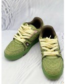 LOUIS VUITTON TYLER THE CREATOR X TRAINER LOW SNEAKERS SIZE 7.5 IN GREEN NUBUCK CALFSKIN LEATHER