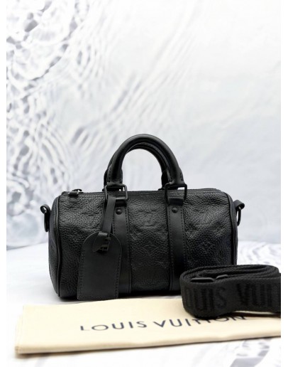 LOUIS VUITTON KEEPALL BANDOULIERE 25 BAG IN BLACK MONOGRAM TAURILLON LEATHER 