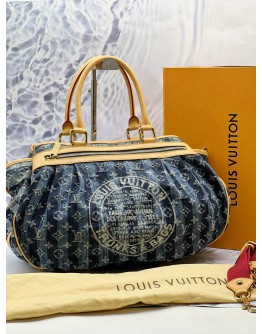(LIKE NEW) LOUIS VUITTON LIMITED EDITION PORTE EPAULE RAYE BAG IN BLUE DENIM MONOGRAM -FULL SET- 