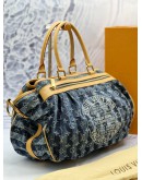 (LIKE NEW) LOUIS VUITTON LIMITED EDITION PORTE EPAULE RAYE BAG IN BLUE DENIM MONOGRAM -FULL SET- 