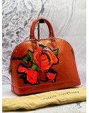 (LIKE NEW) LOUIS VUITTON LIMITED EDITION STEPHEN SPROUSE ROSES ALMA GM BAG IN RED MONOGRAM VERNIS LEATHER