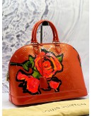 (LIKE NEW) LOUIS VUITTON LIMITED EDITION STEPHEN SPROUSE ROSES ALMA GM BAG IN RED MONOGRAM VERNIS LEATHER