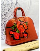 (LIKE NEW) LOUIS VUITTON LIMITED EDITION STEPHEN SPROUSE ROSES ALMA GM BAG IN RED MONOGRAM VERNIS LEATHER
