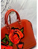 (LIKE NEW) LOUIS VUITTON LIMITED EDITION STEPHEN SPROUSE ROSES ALMA GM BAG IN RED MONOGRAM VERNIS LEATHER
