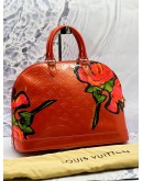 (LIKE NEW) LOUIS VUITTON LIMITED EDITION STEPHEN SPROUSE ROSES ALMA GM BAG IN RED MONOGRAM VERNIS LEATHER