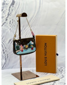 (LIKE NEW) LOUIS VUITTON MINI POCHETTE ACCESSORIES LIMITED EDITION CHRISTMAS ANIMATION VIVIENNE WINTER HOLIDAY IN BROWN MONOGRAM CANVAS -FULL SET- 