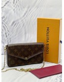 LOUIS VUITTON POCHETTE FELICIE IN BROWN MONOGRAM CANVAS WITH FUCHSIA COWHIDE LEATHER
