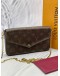 LOUIS VUITTON POCHETTE FELICIE IN BROWN MONOGRAM CANVAS WITH FUCHSIA COWHIDE LEATHER
