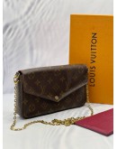 LOUIS VUITTON POCHETTE FELICIE IN BROWN MONOGRAM CANVAS WITH FUCHSIA COWHIDE LEATHER