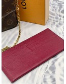 LOUIS VUITTON POCHETTE FELICIE IN BROWN MONOGRAM CANVAS WITH FUCHSIA COWHIDE LEATHER