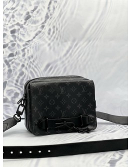 LOUIS VUITTON STEAMER MESSENGER BAG IN BLACK MONOGRAM ECLIPSE CANVAS WITH CALFSKIN LEATHER 