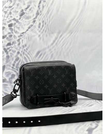 LOUIS VUITTON STEAMER MESSENGER BAG IN BLACK MONOGRAM ECLIPSE CANVAS WITH CALFSKIN LEATHER 