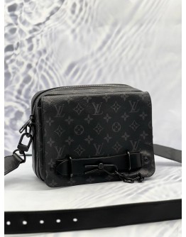 LOUIS VUITTON STEAMER MESSENGER BAG IN BLACK MONOGRAM ECLIPSE CANVAS WITH CALFSKIN LEATHER 