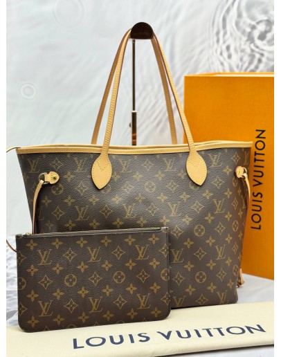 (UNUSED) 2025 LOUIS VUITTON NEVERFULL MM IN BROWN MONOGRAM CANVAS -FULL SET-