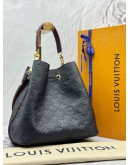 (LIKE NEW) LOUIS VUITTON NEONOE MM IN DARK BLUE MONOGRAM EMPREINTE LEATHER WITH RED EDGE DETAILING -FULL SET-