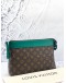 LOUIS VUITTON POCHETTE VOYAGE SOUPLE IN MONOGRAM MACASSAR CANVAS WITH BORNEO GREEN CALFSKIN LEATHER -FULL SET-