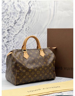 LOUIS VUITTON SPEEDY 30 IN BROWN MONOGRAM CANVAS -FULL SET- 
